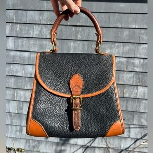 Vintage Dooney & Bourke black pebble leather satchel handbag
